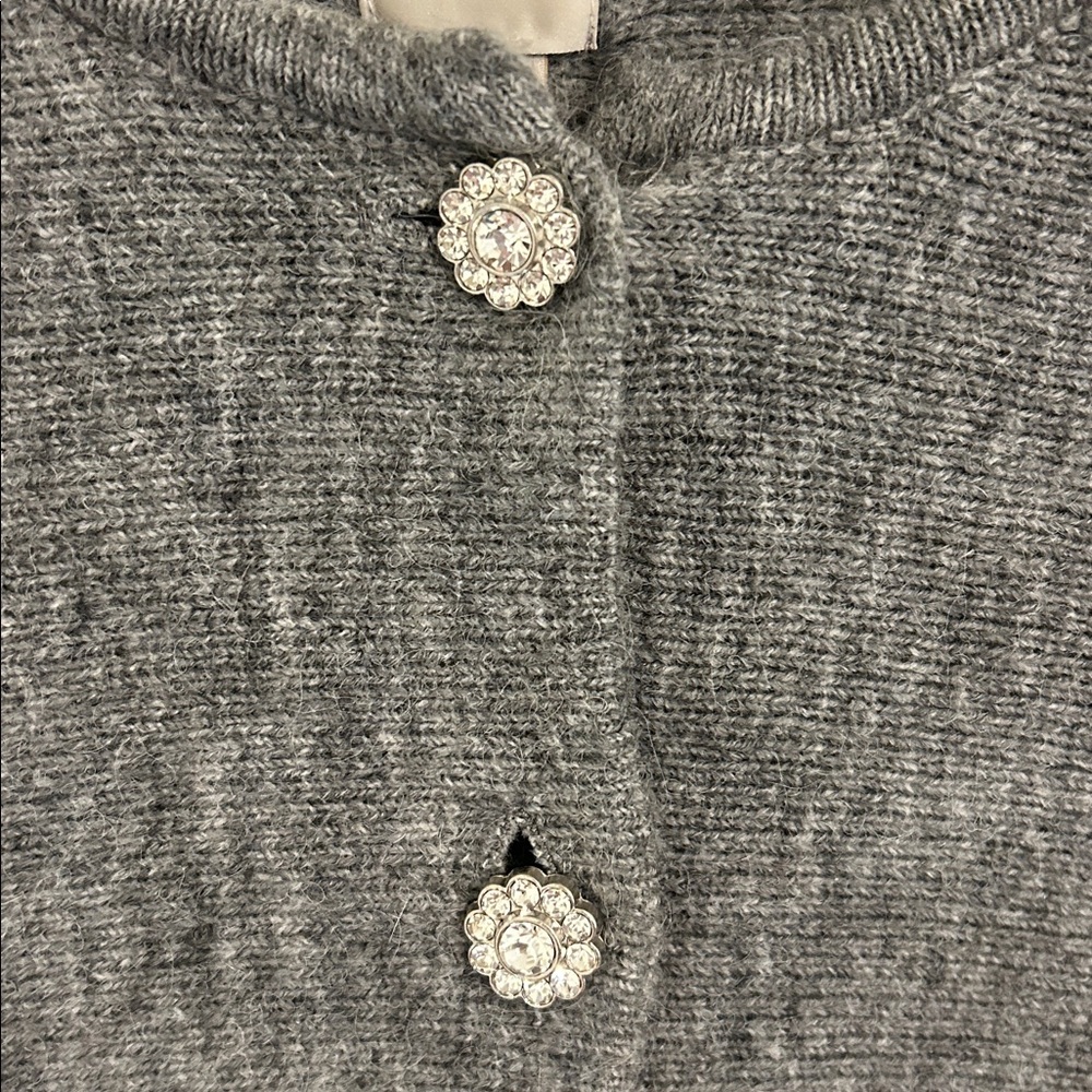 Anthropologie Maeve Rhinestone Flower Button Peplum Cardigan Sweater New Size 2X - Picture 7 of 13